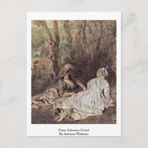 Fetes Galantes Detail By Antoine Watteau Postcard