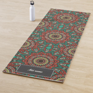 Fethers of Life Mandala pattern retro custom name Yoga Mat