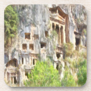 Fethiye Lycian Tombs Watercolor Coaster