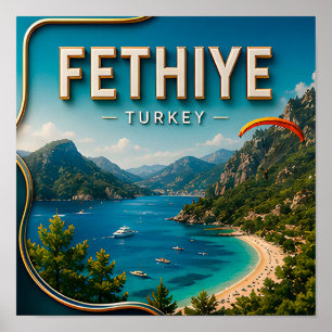 Fethiye Turkey Mediterranean Coast Scenic Travel Poster