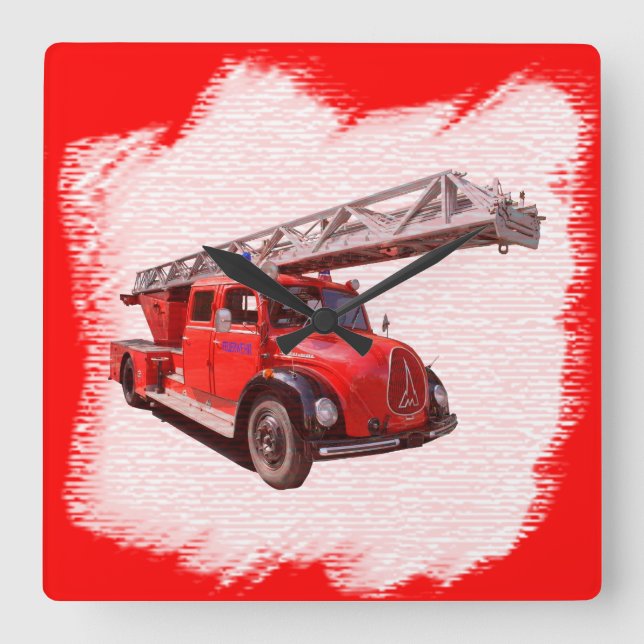 Feuerwehr-Drehleiterwagen Square Wall Clock (Front)