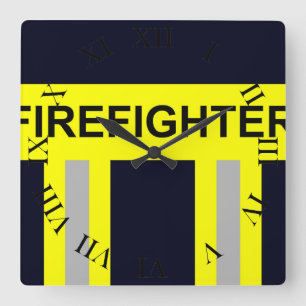 Feuerwehr Symbol Uniform Blau Quadratische Wanduhr Square Wall Clock
