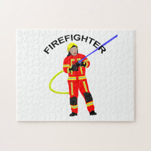 Feuerwehrmann in roter Einsatzkleidung Puzzle