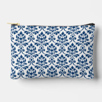 Feuille Damask Big Pattern Dark Blue on White