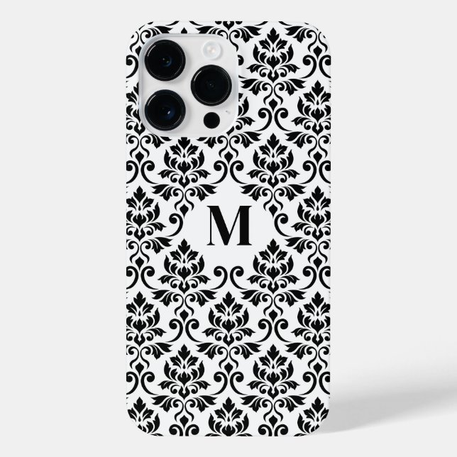 Feuille Damask Black Pattern (Custom) iPhone Case (Back)