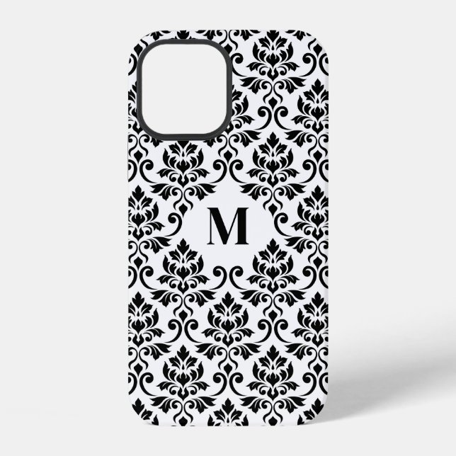 Feuille Damask Black Pattern (Custom) iPhone Case (Back)