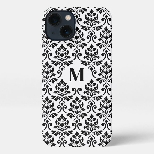Feuille Damask Black Pattern (Custom) iPhone Case (Back)
