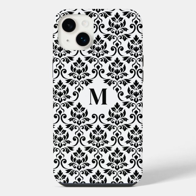 Feuille Damask Black Pattern (Custom) iPhone Case (Back)