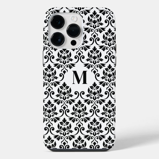 Feuille Damask Black Pattern (Custom) iPhone Case (Back)
