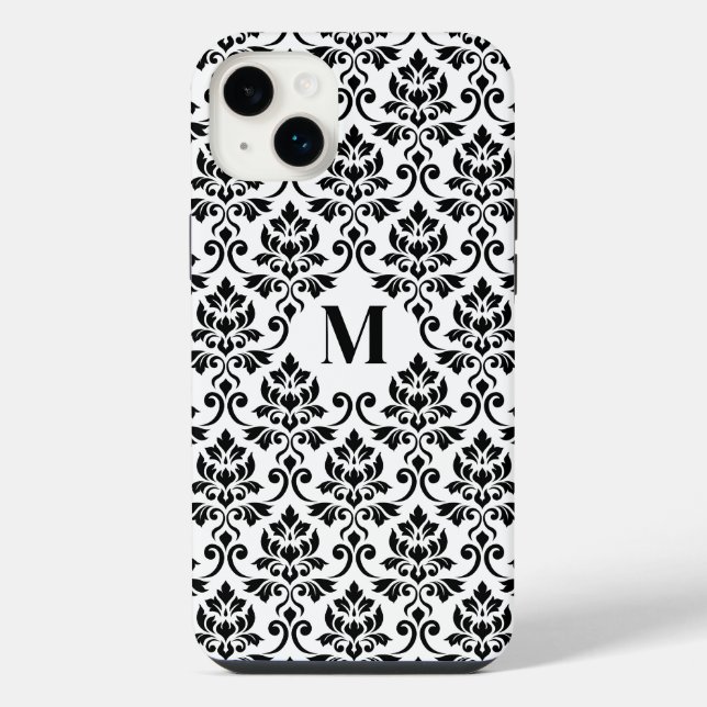 Feuille Damask Black Pattern (Custom) iPhone Case (Back)