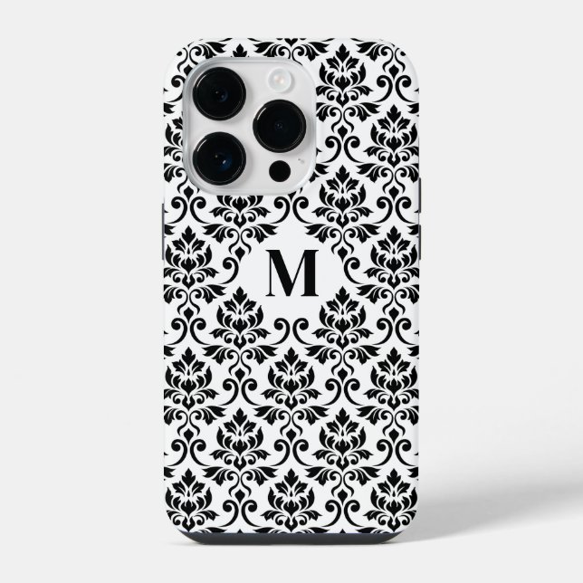 Feuille Damask Black Pattern (Custom) iPhone Case (Back)