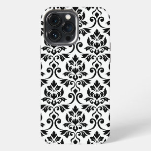 Feuille Damask Lg Pattern Black on White iPhone 13 Pro Max Case