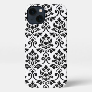 Feuille Damask Lg Pattern Black on White iPhone 13 Case