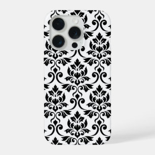 Feuille Damask Lg Pattern Black on White iPhone 15 Pro Case