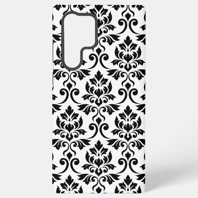 Feuille Damask Lg Pattern Black on White Samsung Galaxy S22 Ultra Case (Back)