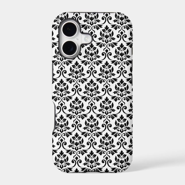 Feuille Damask Pattern Black on White (Back)