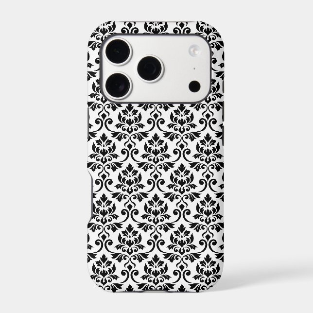 Feuille Damask Pattern Black on White (Back)
