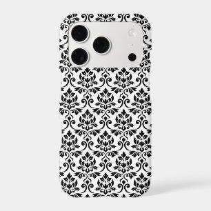Feuille Damask Pattern Black on White