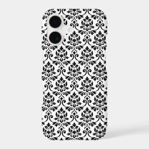 Feuille Damask Pattern Black on White