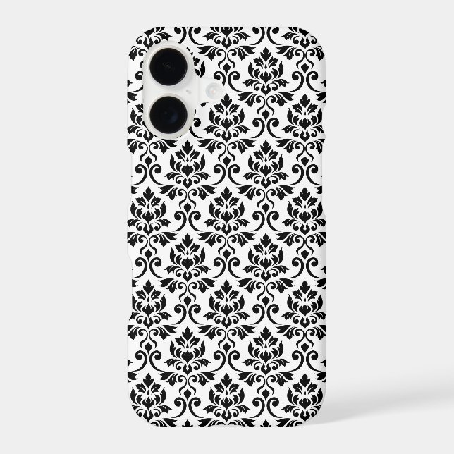 Feuille Damask Pattern Black on White (Back)