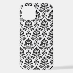 Feuille Damask Pattern Black on White iPhone 12 Case