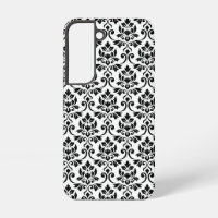 Feuille Damask Pattern Black on White