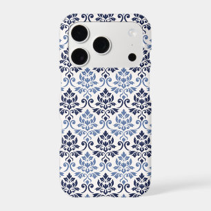 Feuille Damask Pattern Blues on Cream