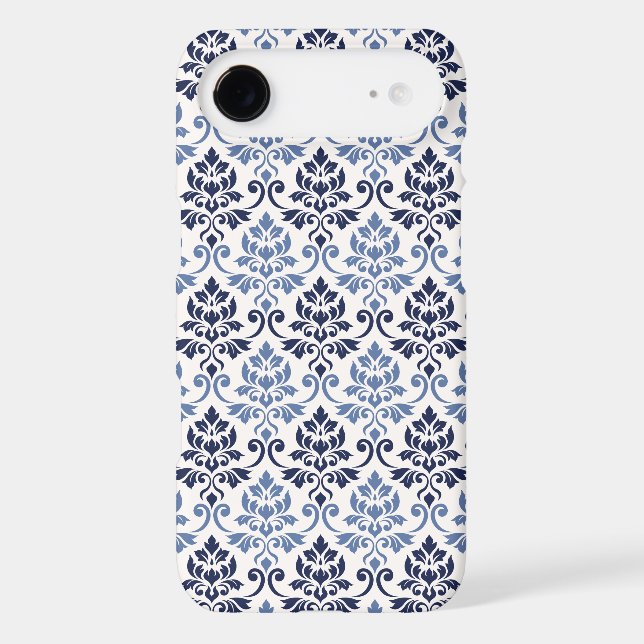 Feuille Damask Pattern Blues on Cream (Back)