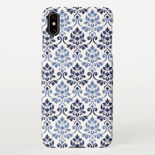 Feuille Damask Pattern Blues on Cream iPhone XS Max Case