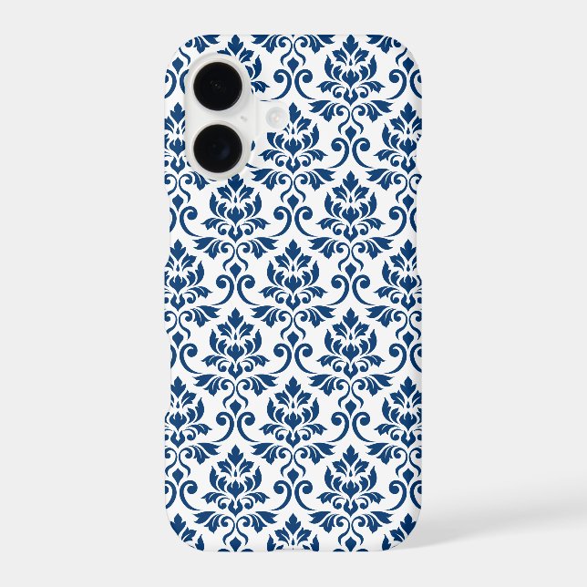 Feuille Damask Pattern Dark Blue on White (Back)