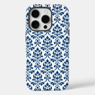 Feuille Damask Pattern Dark Blue on White iPhone 16 Pro Case