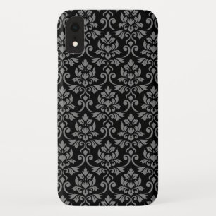 Feuille Damask Pattern Grey on Black Case-Mate iPhone Case