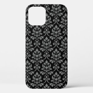 Feuille Damask Pattern Grey on Black iPhone 12 Pro Case