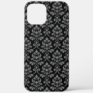 Feuille Damask Pattern Grey on Black iPhone 12 Pro Max Case