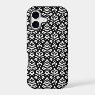 Feuille Damask Pattern White on Black