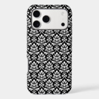 Feuille Damask Pattern White on Black