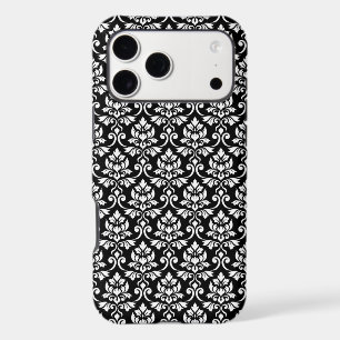 Feuille Damask Pattern White on Black