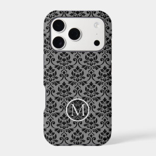 Feuille Damask Ptn Black on Gray (Personalized)