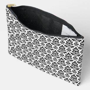 Feuille Damask Rpt Pattern Black on White Accessory Pouch