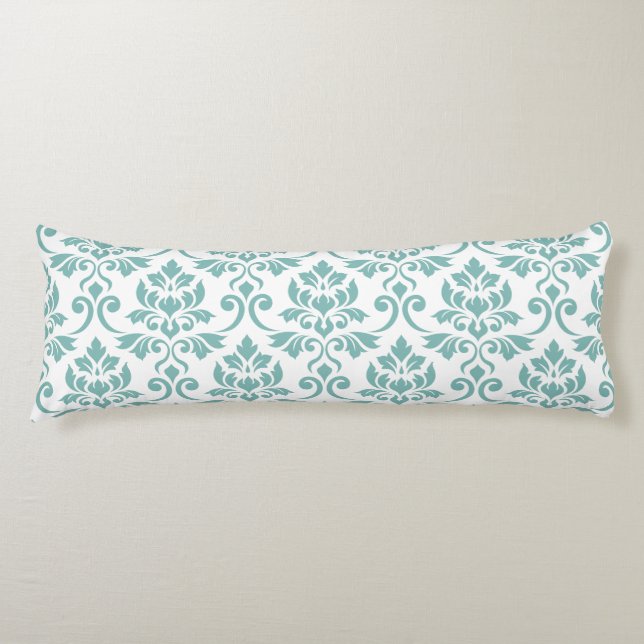 Feuille Damask Teal Large Pattern Body Cushion (Front)