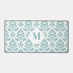 Feuille Damask Teal Lg Pattern (Custom) Desk Mat