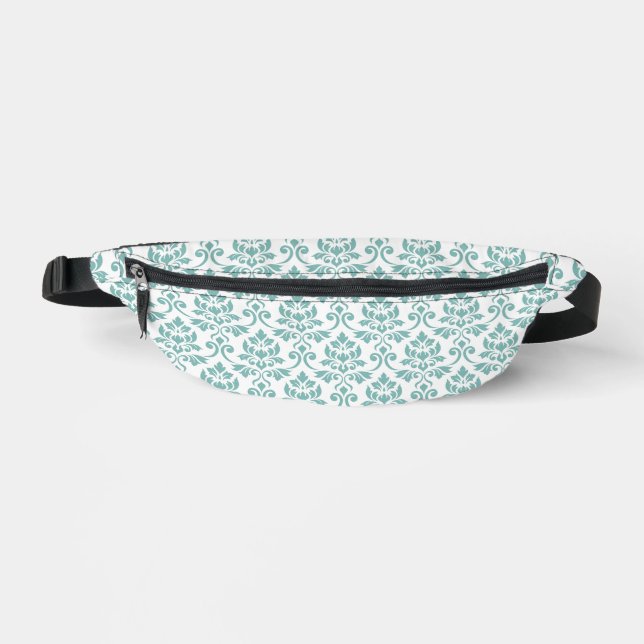 Feuille Damask Teal Pattern Bum Bags (Front)
