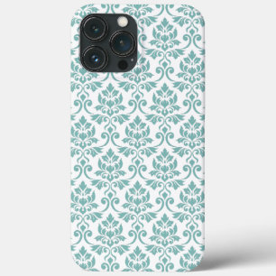 Feuille Damask Teal Pattern iPhone 13 Pro Max Case
