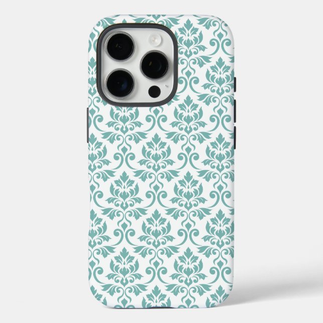 Feuille Damask Teal Pattern Case-Mate iPhone Case (Back)