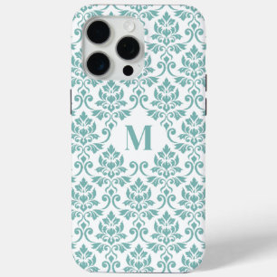 Feuille Damask Teal Pattern (Custom) iPhone 15 Pro Max Case
