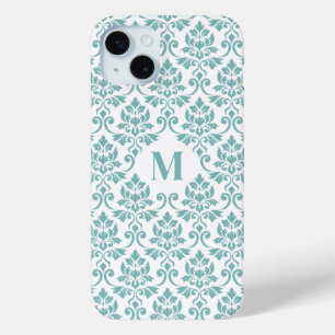 Feuille Damask Teal Pattern (Custom) iPhone 15 Mini Case