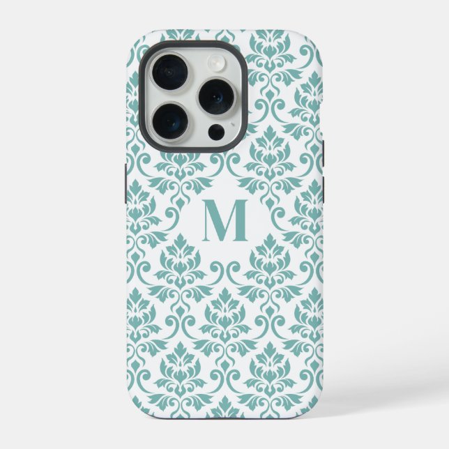 Feuille Damask Teal Pattern (Custom) iPhone Case (Back)