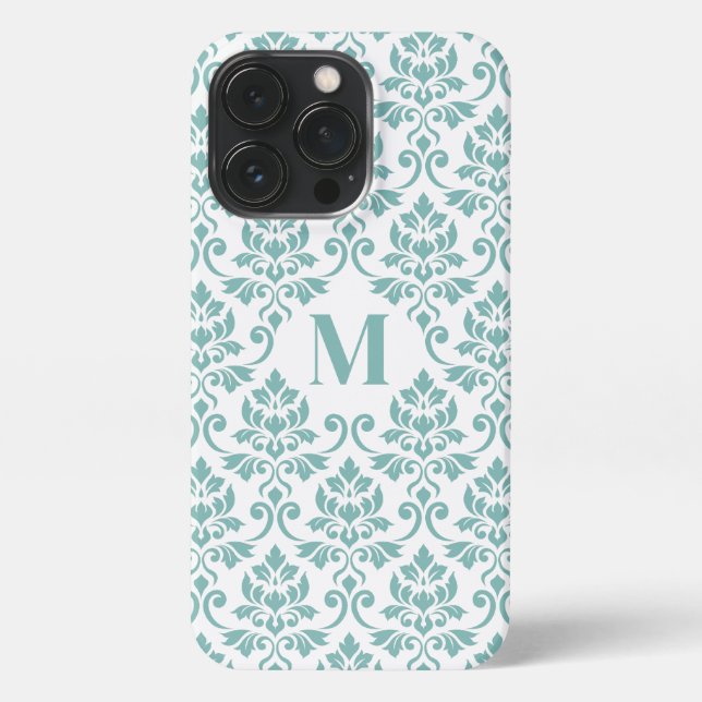 Feuille Damask Teal Pattern (Custom) iPhone Case (Back)