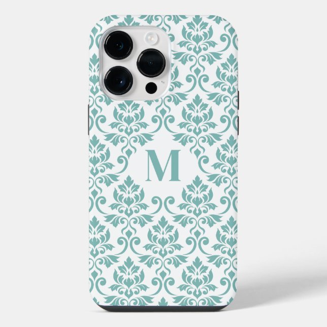 Feuille Damask Teal Pattern (Custom) iPhone Case (Back)