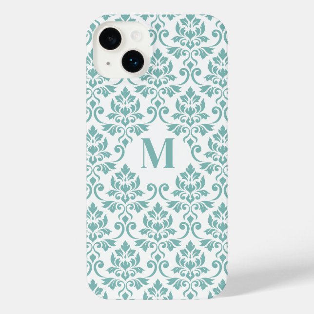 Feuille Damask Teal Pattern (Custom) iPhone Case (Back)